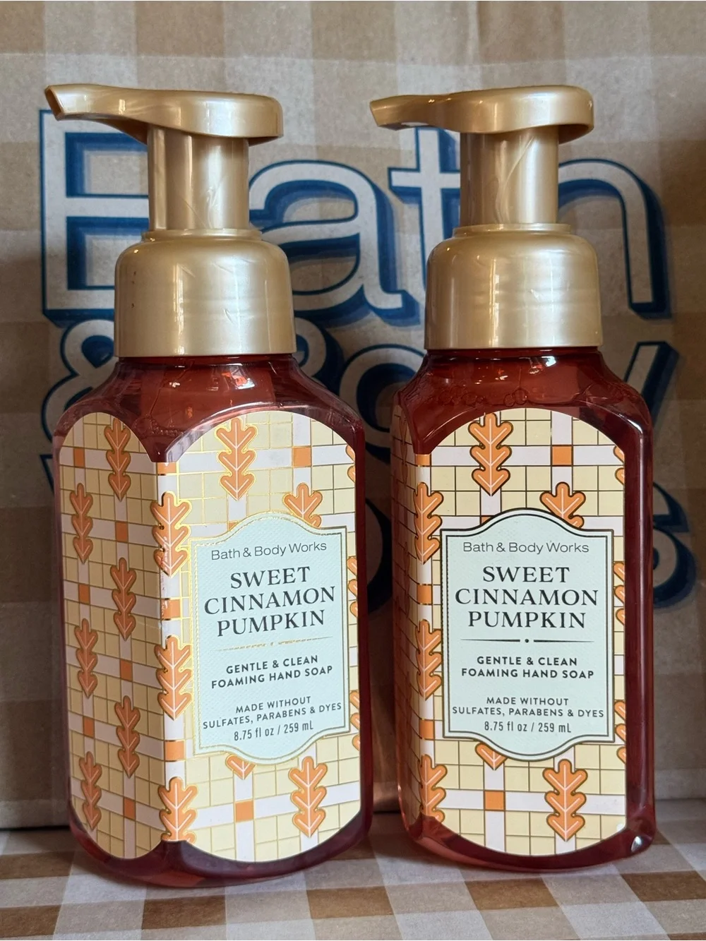 NEW B&BW (2) Sweet Cinnamon Pumpkin Foaming Hand Soaps